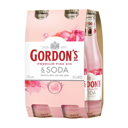 Picture of Gordon's Premium Pink Gin & Soda 4% Bottles 4x250ml