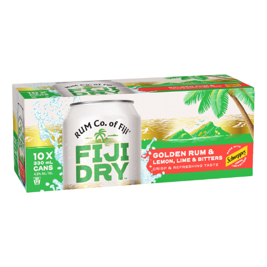 Picture of Fiji Dry Golden Rum & Lemon Lime Bitters 4.8% Cans 10x330ml