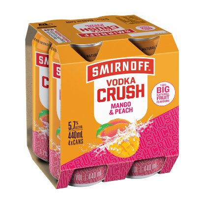 Picture of Smirnoff Crush Mango & Peach 5.7% Cans 4x440ml