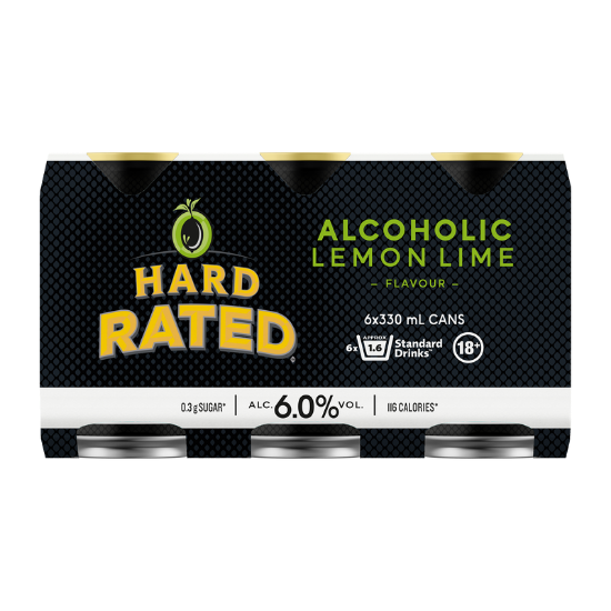 Picture of Hard Rated Alcoholic Lemon Lime 6% Cans 6x330ml