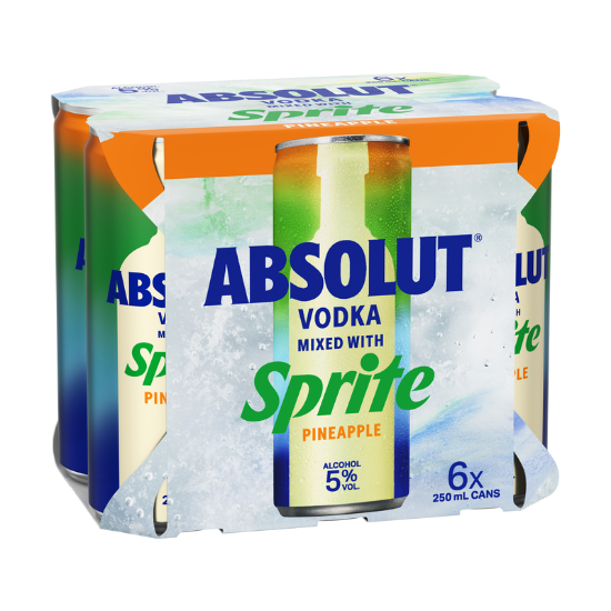 Picture of Absolut Vodka with Sprite Pineapple 5% Cans 6x250ml